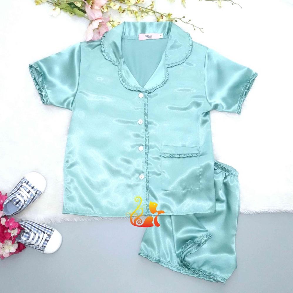 Bộ Đồ Pijama Phi &quot;Lụa Bèo&quot; Quần Đùi Cho Bé - Từ 12kg - 42kg