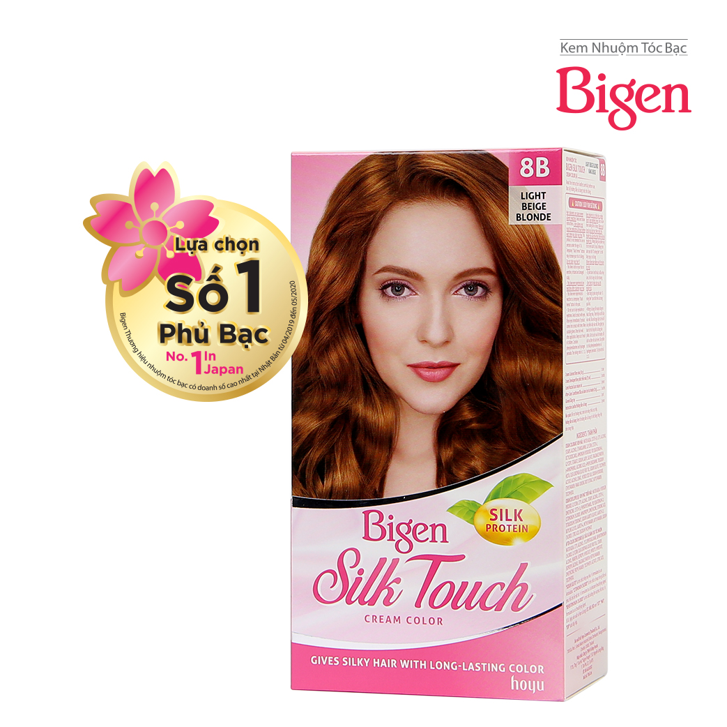 Thuốc nhuộm dưỡng tóc phủ bạc thảo dược Bigen Silk Touch Thương hiệu Nhật Bản Sắc Màu trẻ trung 80ml dạng kem - BST 8C