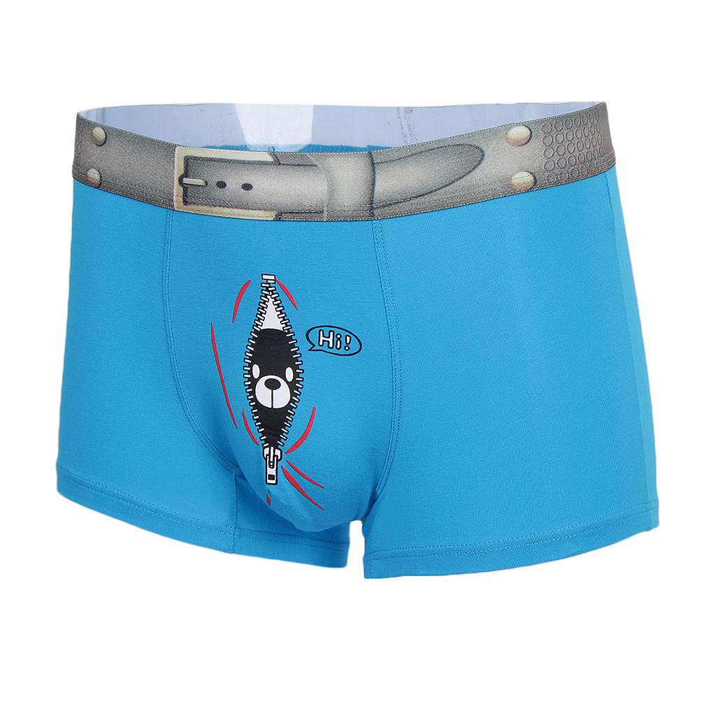2x Men's Cotton Briefs Bulge Pouch Shorts Bear Printed Underwear Trunks Soft