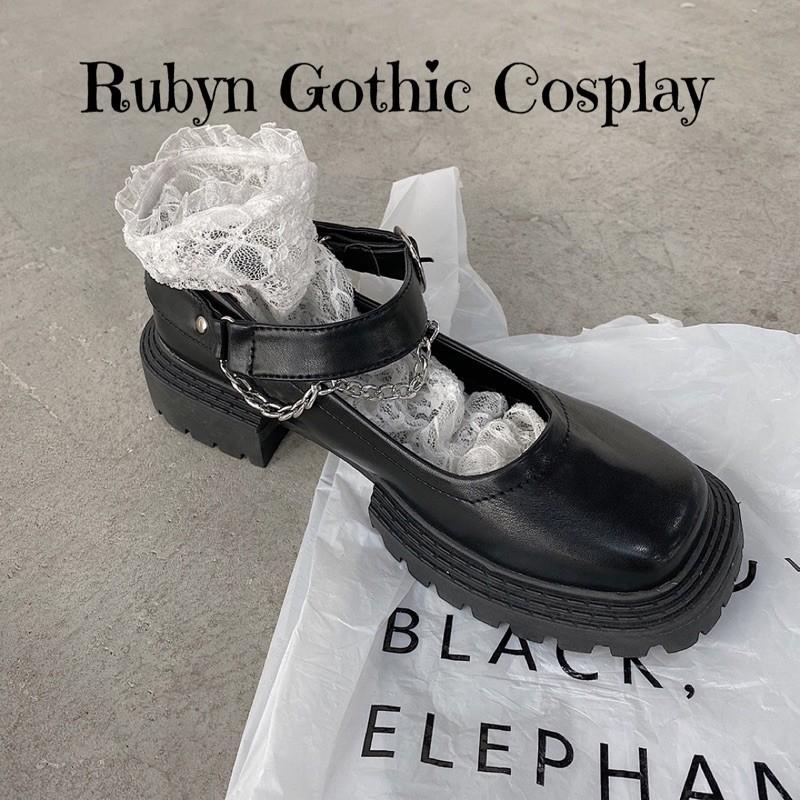 Giày Lolita Gothic mũi vuông phối xích độc lạ 618