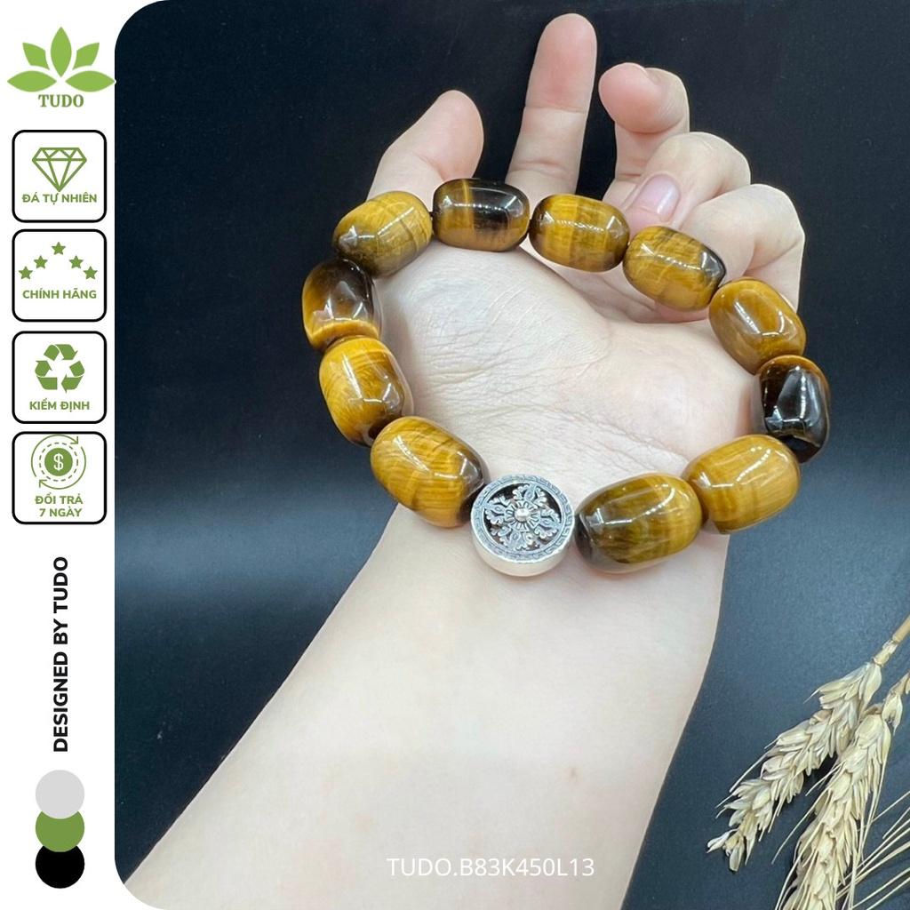 Vòng Tay Nữ Đẹp - Vòng Phong Thủy Mệnh Thổ Kim TUDO VCBMHNV AG925 B83K450L13 Charm Bánh Xe Pháp Luân - Trí Tuệ