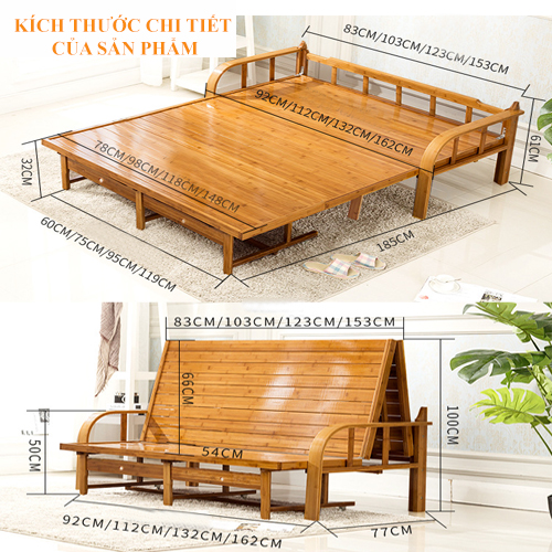 Ghế Giường Sofa Tre Gấp Gọn Tiện Lợi, Sofa Giường Nguyên Liệu 100% Từ Tre Thiên Nhiên Thân Thiện An Toàn Với Sức Khỏe