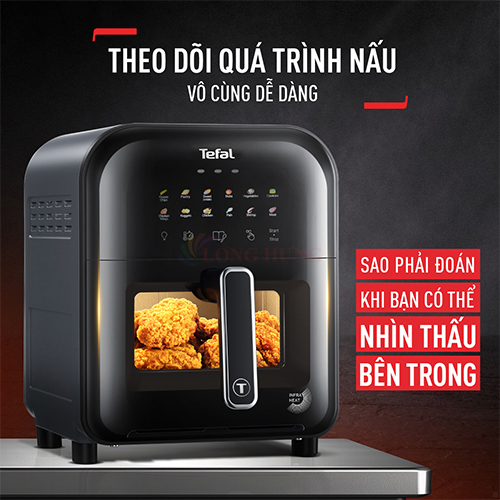 Nồi chiên không dầu điện tử Tefal EasyFry Window 6 lít EY821868 - Hàng chính hãng