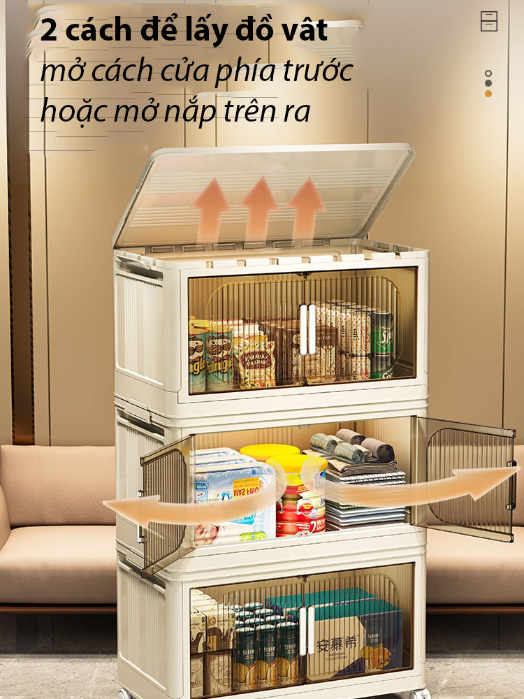(4/5 Tầng) Tủ Nhựa Gấp Gọn Đựng Đồ, Tủ Nhựa Lắp Ghép Đựng Quần Áo, Kèm Bánh Xe Xoay 360 Độ, Tháo Lắp Dễ Dàng
