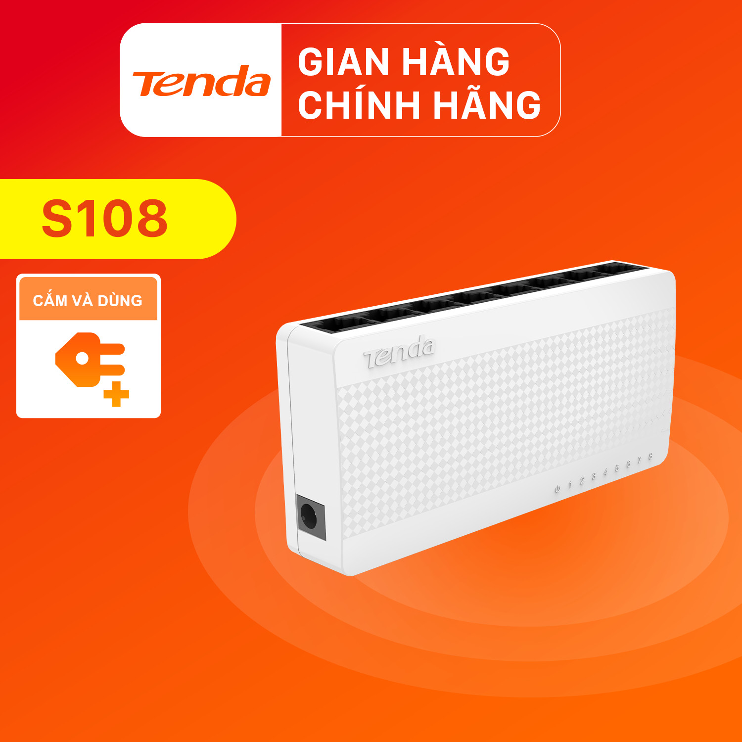 Bộ chia mạng Switch Tenda S108 8 cổng Ethernet 100 Mbps - Hàng Chính Hãng