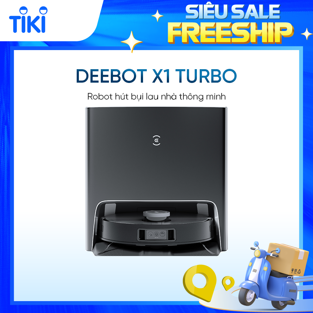 Robot hút bụi Deebot X1 Turbo_Bản Quốc Tế _Tự động giặt khăn lau_Lực hút 5000Pa_Hàng chính hãng_BH 24 tháng