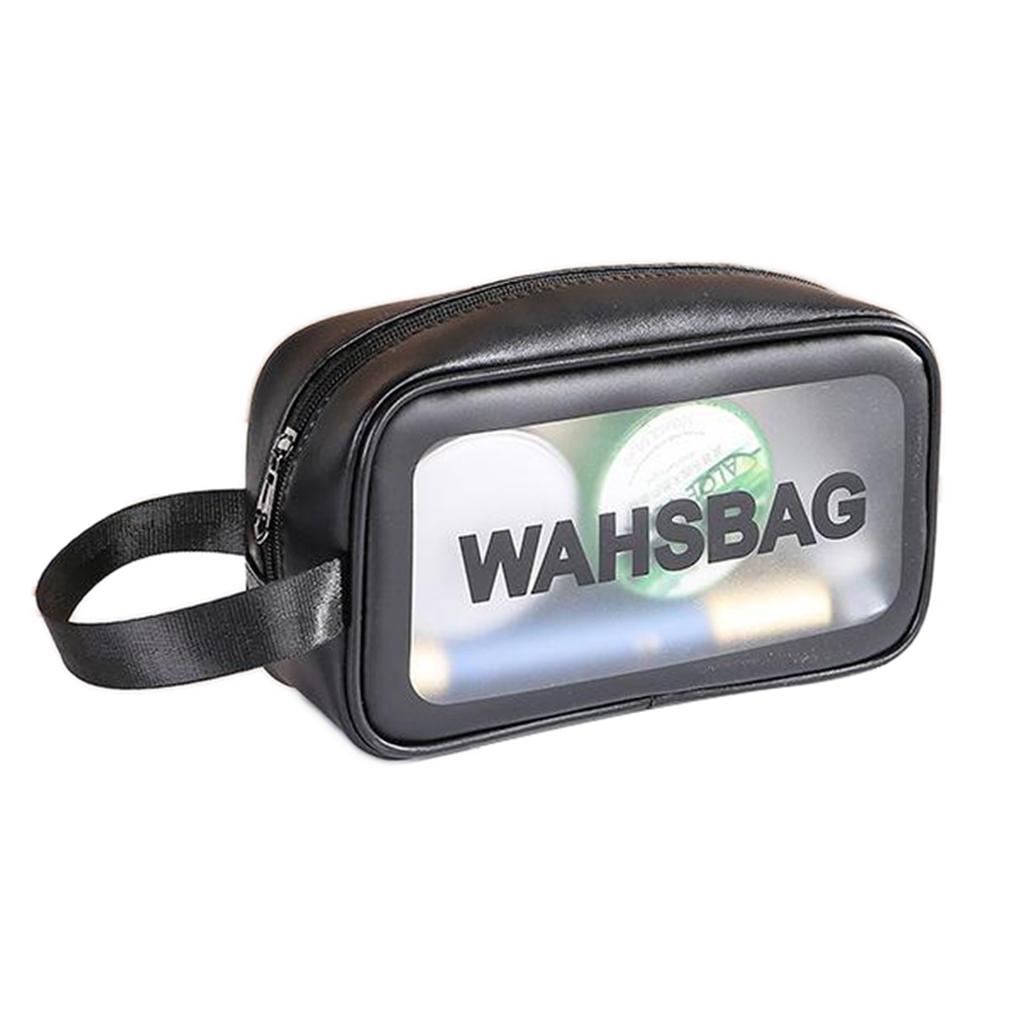 Waterproof Travel Bag Transparent Makeup Toiletry Clear Wash Pouch Black S