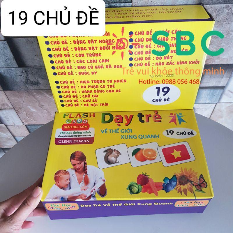 Đồ chơi giáo dục Thẻ Học Thông Minh 19 Chủ Đề loại to song ngữ tiếng Anh loại chuẩn Glenn Doman Flashcard Loại To