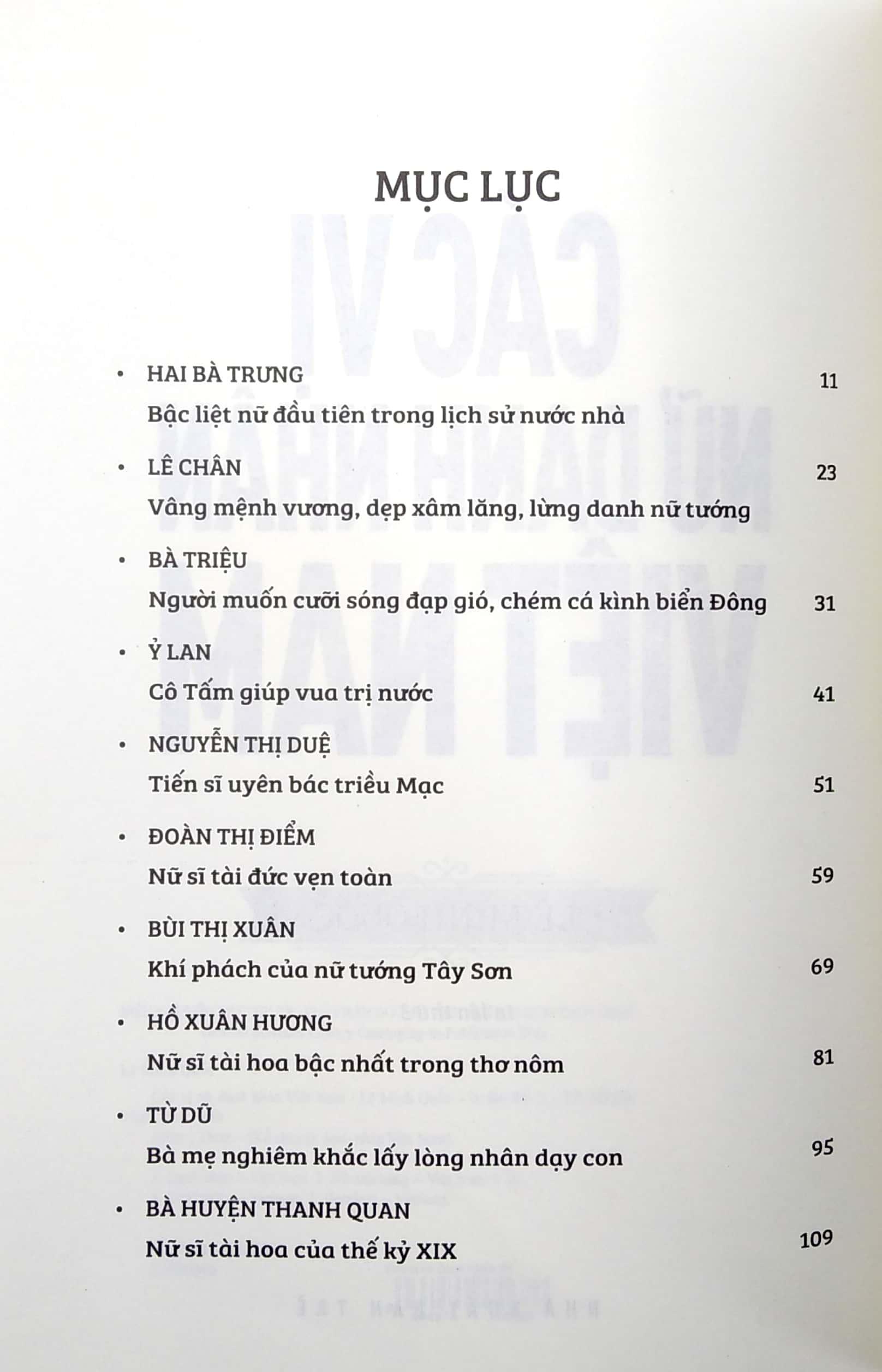 Các Vị Nữ Danh Nhân Việt Nam