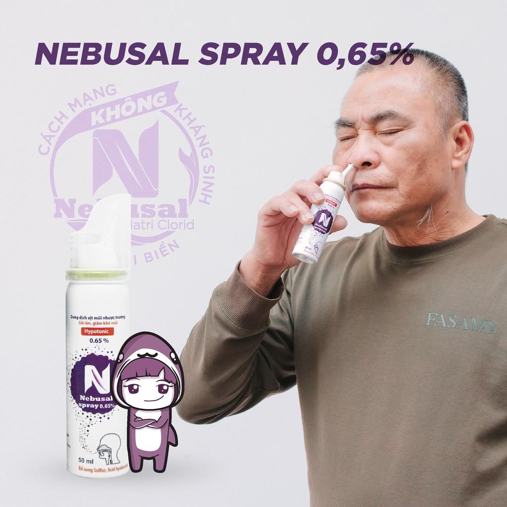 (CHÍNH HÃNG) Xịt Mũi Nebusal 0.65 cấp ẩm, giảm Khô mũi, phục hồi tổn thương mũi sau mỗi đợt mũi viêm (50ml)