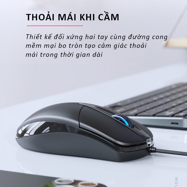 Chuột máy tính có dây văn phòng gaming TEKKIN G2 giá rẻ DPI 1200 chơi game cho laptop - hàng chính hãng