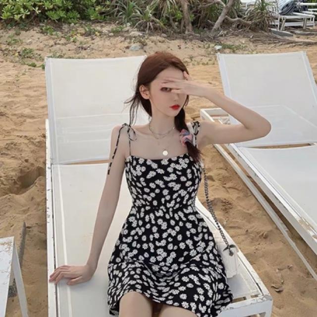 Đầm hai dây thắt nơ daisy hotrend summer 2020