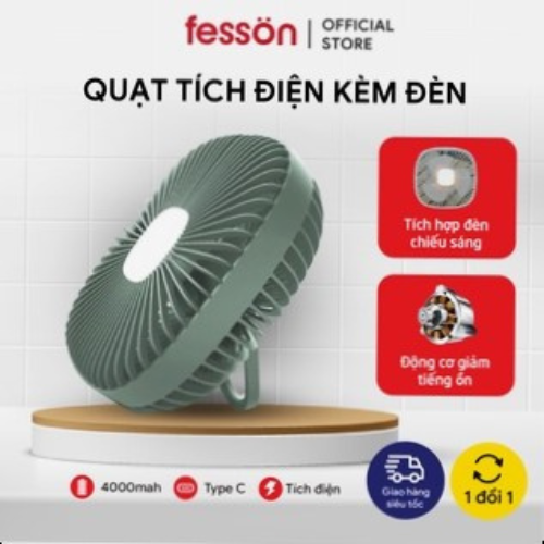 Quạt tích điện 4000mAH Siêu trâu cao cấp , Quạt để bàn sạc tích điện kèm đèn tiện lợi - Hàng chính hãng