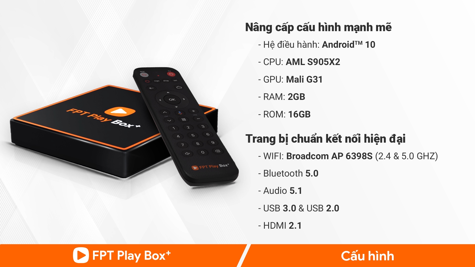 FPT Play Box+ 2021 2GB Tích Hợp Điều Khiển Bằng Giọng Nói (Model T550) - Hàng Chính Hãng