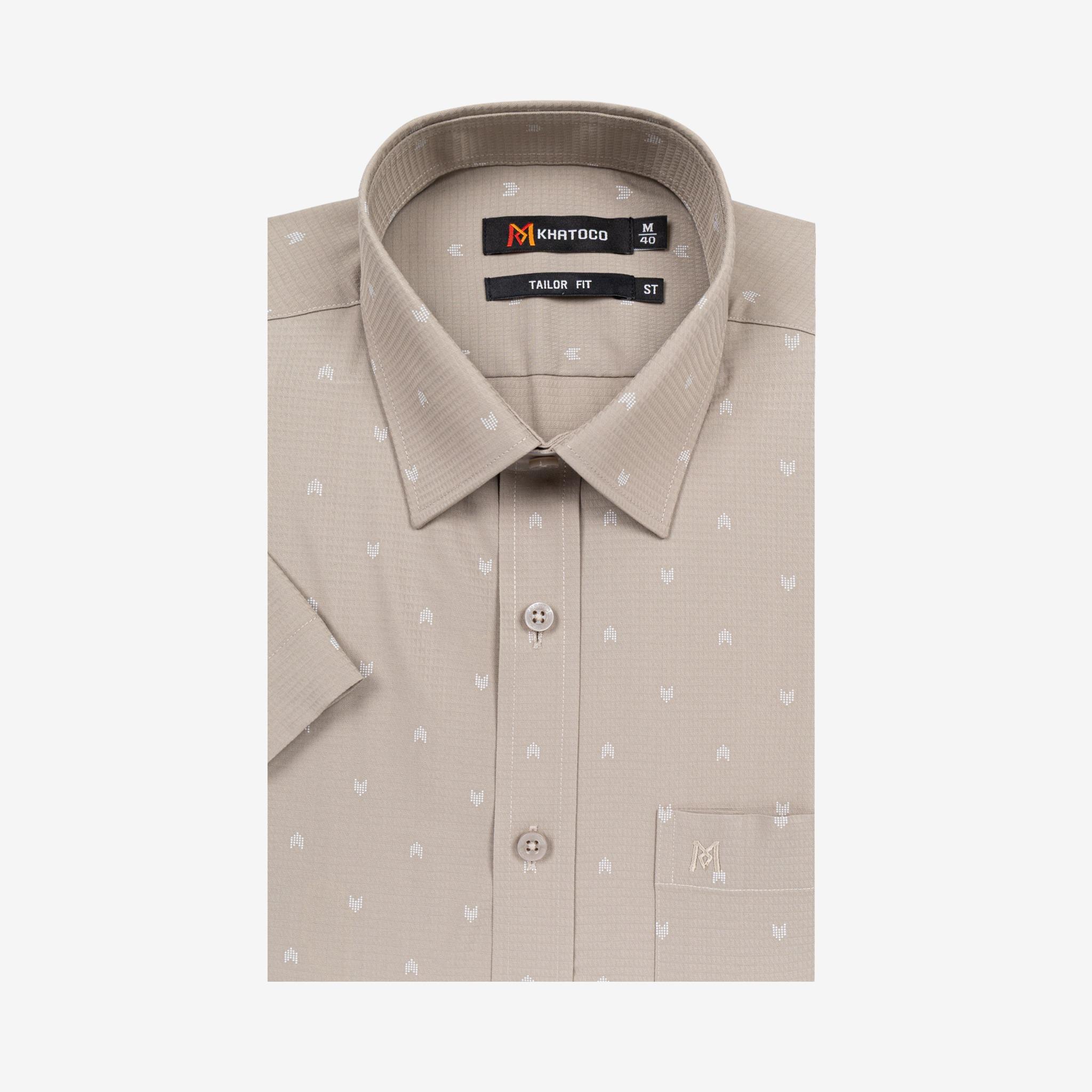Áo sơ mi nam KHATOCO Tailor Fit ngắn tay A1MN518T2-CNIN771-2704-N