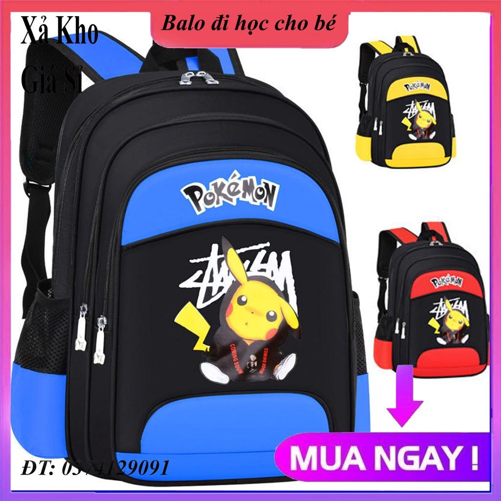 Cặp Học Sinh Tiểu Học Trung Học. Balo Đi Học Hình Pikachu Dễ Thương Chống Thấm Nước Cho Bé Trai Lớp 1 - lớp 9