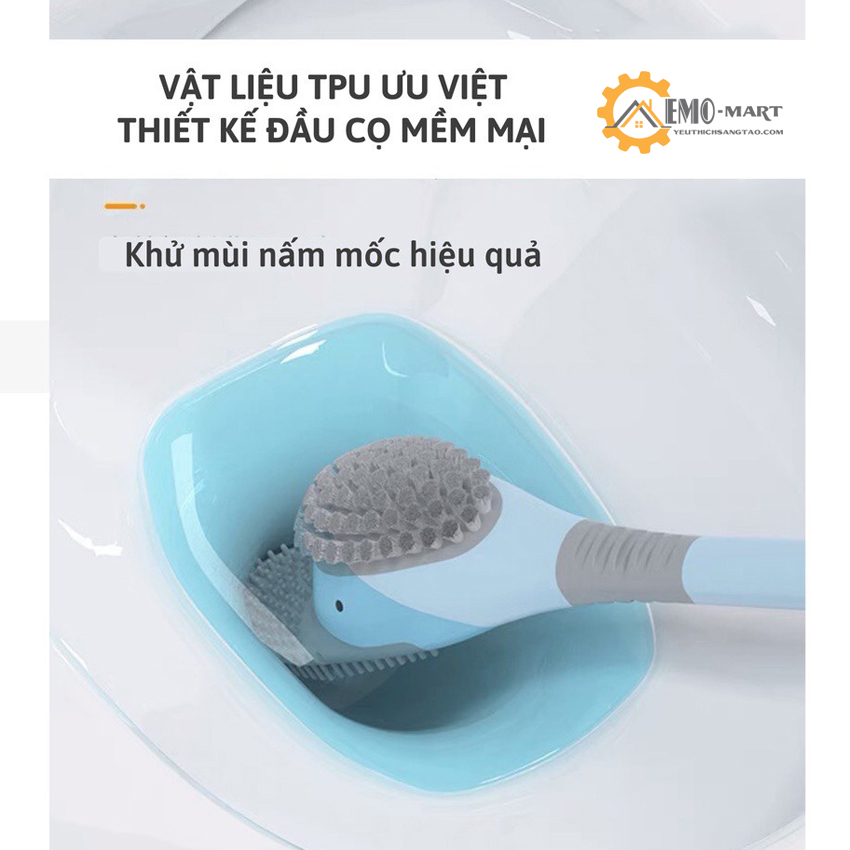 Bộ Bàn Chải Vệ Sinh Toilet Hình Vịt Bằng Silicone Tiện Dụng - Cọ Chà Toilet Silicol Có Hộp Đựng