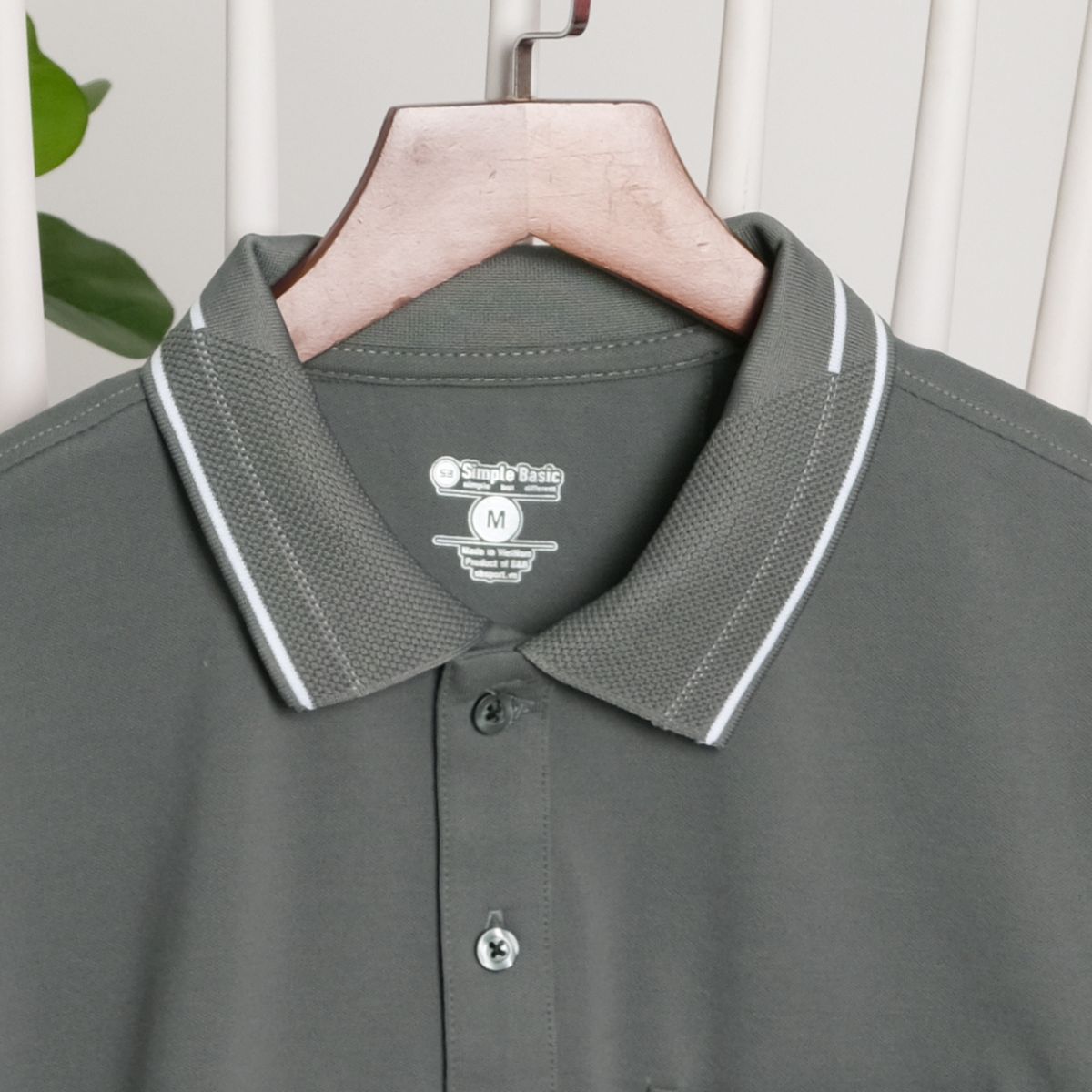 Áo thun polo basic cotton nam Simple &amp; Basic, mềm mịn, thấm hút mồ hôi tốt, mau khô, màu xám