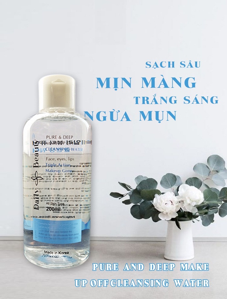 Nước tẩy trang Daily Beauty Pure &amp; Deep Make-up Off Cleansing Water Hàn Quốc