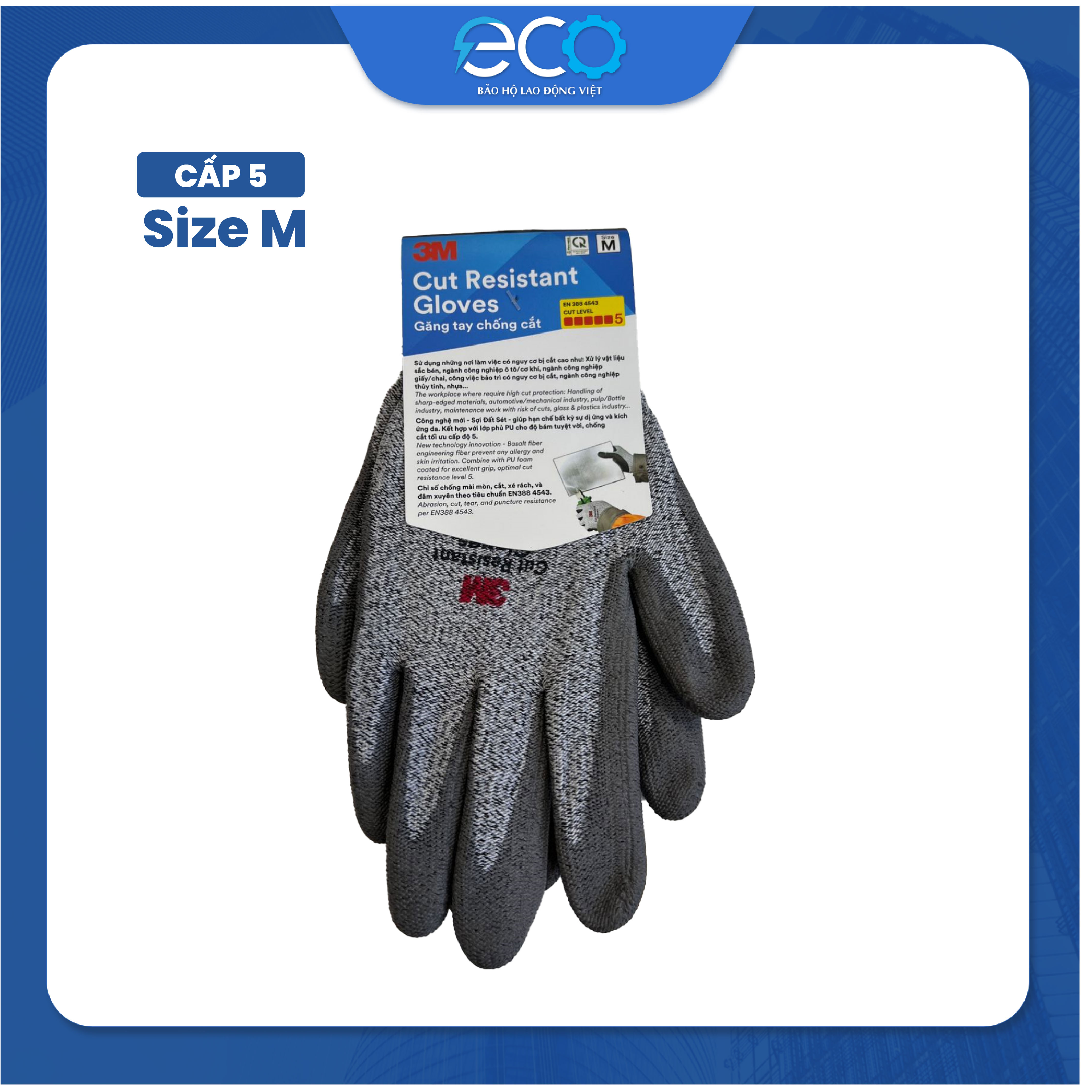 Găng tay chống cắt 3M ( Cấp độ 1, Cấp độ 3, Cấp độ 5 ) chống đâm xuyên, xé rách, mài mòn