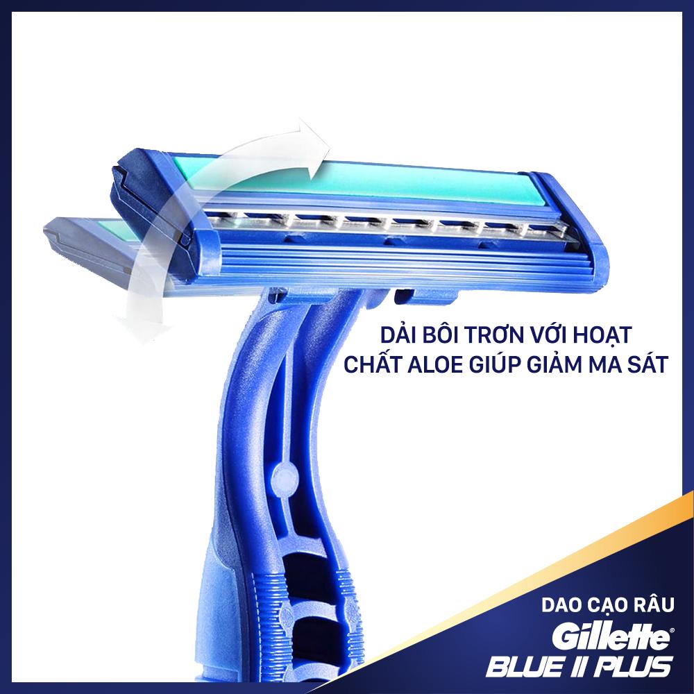 Dao cạo râu Gillette Blue 2 Plus Cán xanh - Dao cạo Gillette Blue II Plus Gói 5 Tặng 1