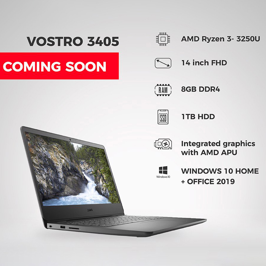 Laptop Dell Vostro 3405 P132G002ABL (AMD R3-3250U/ 8GB DDR4/ HDD 1Tb/ 14 FHD/ Win11 + Office2021) - Hàng Chính Hãng