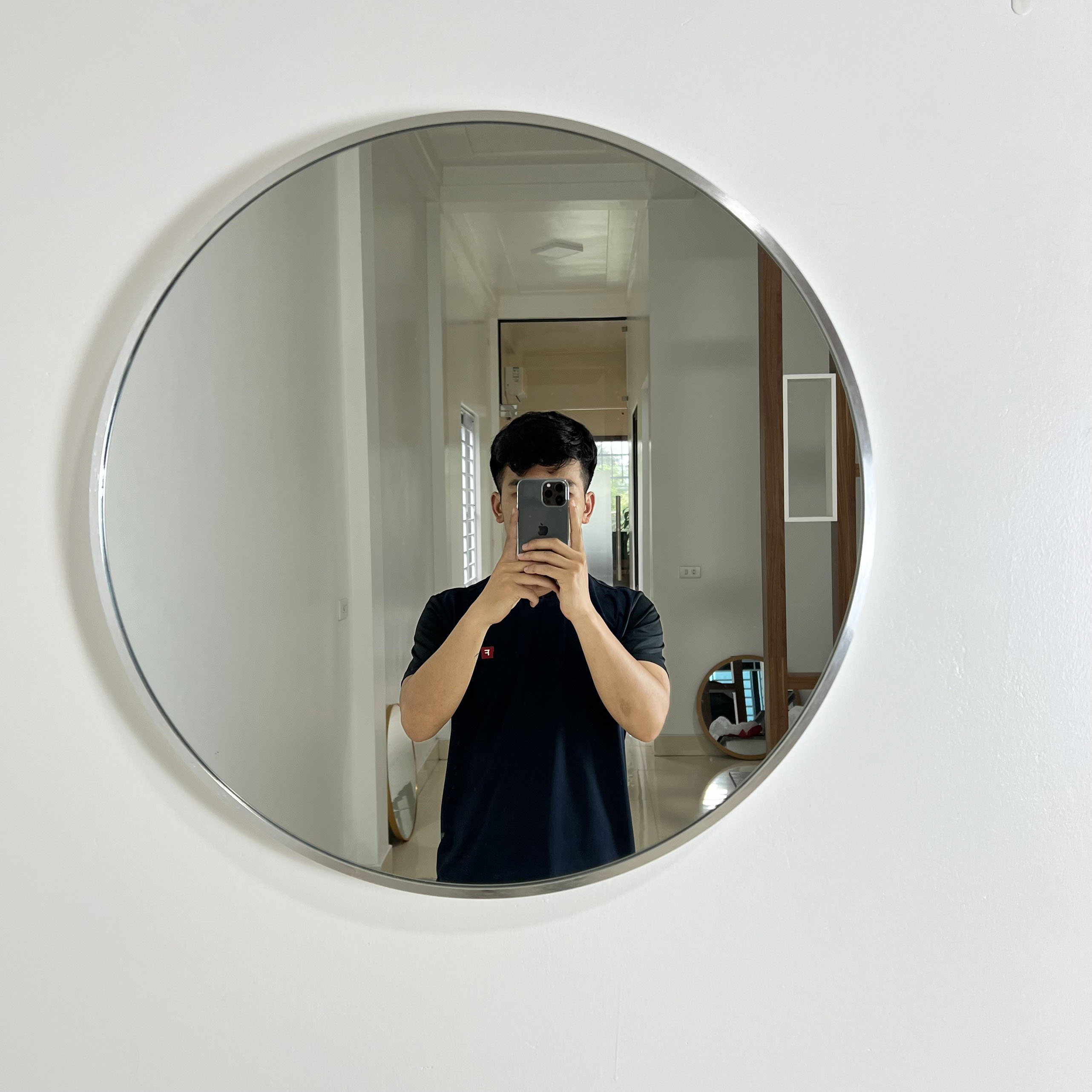 Gương Tròn Viền Trắng D40 Treo Tường DLQ MIRROR Chất Liệu Nhôm Sơn Tĩnh Điện Cao Cấp