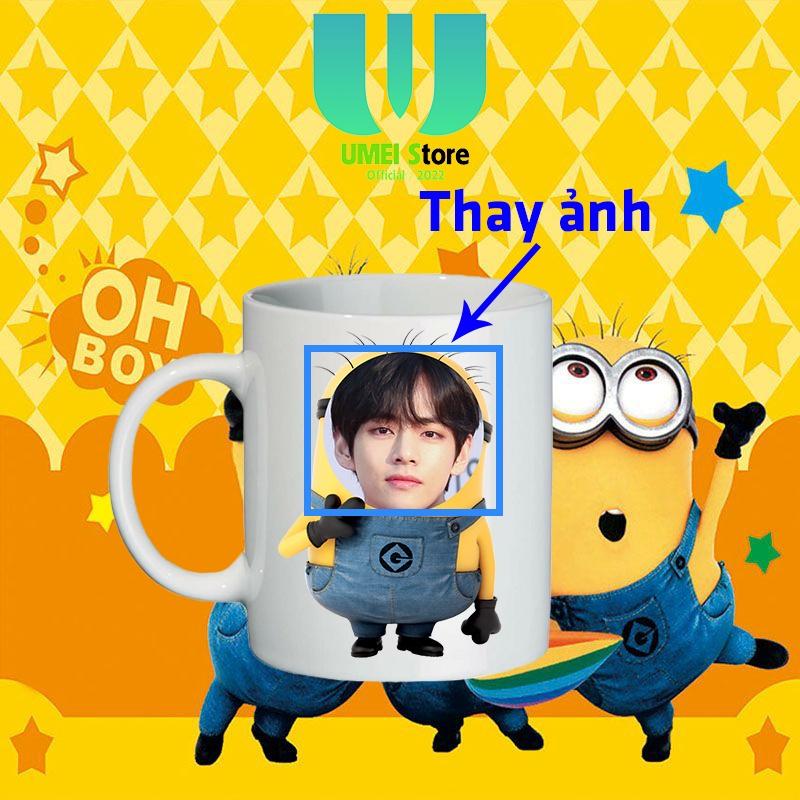 Cốc sứ in hình theo yêu cầu, cốc Minions thay mặt cốc tráng men dùng làm quà tặng, uống nước hàng ngày