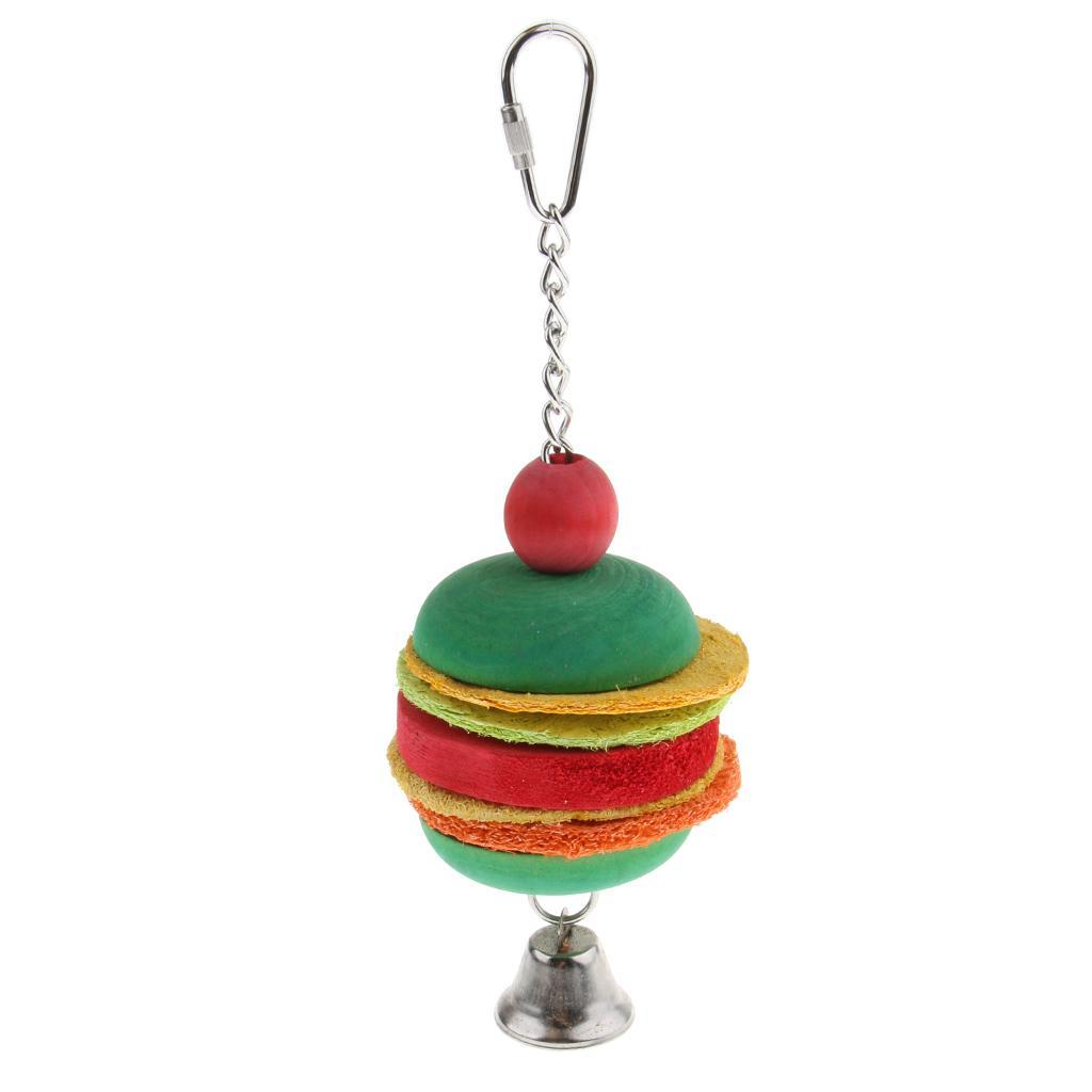 Wooden Loofah Handwork Toy Cockatiel Hanging Swing Cage Chew Trainning Toy