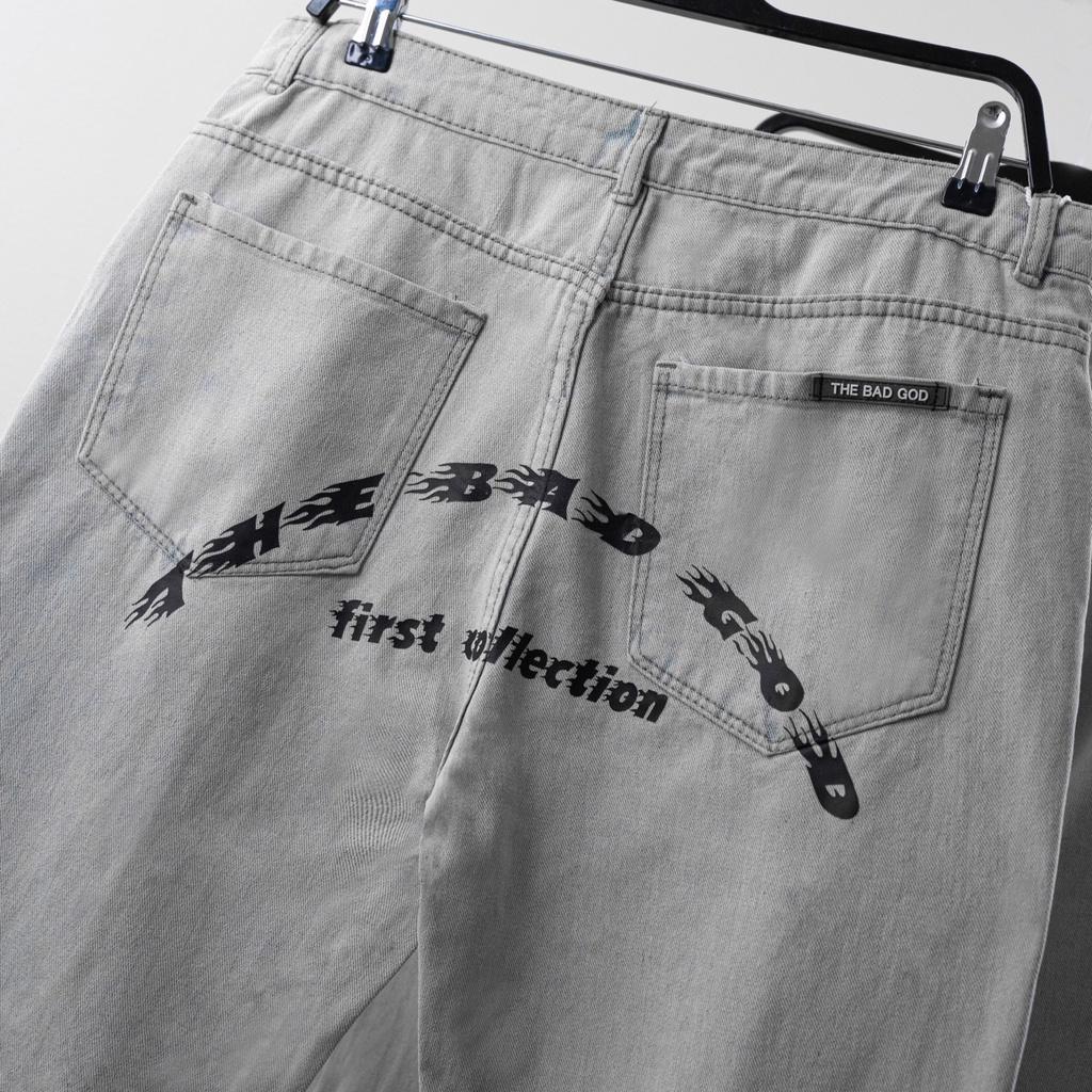 Quần jeans The Bad God Flames ống suông