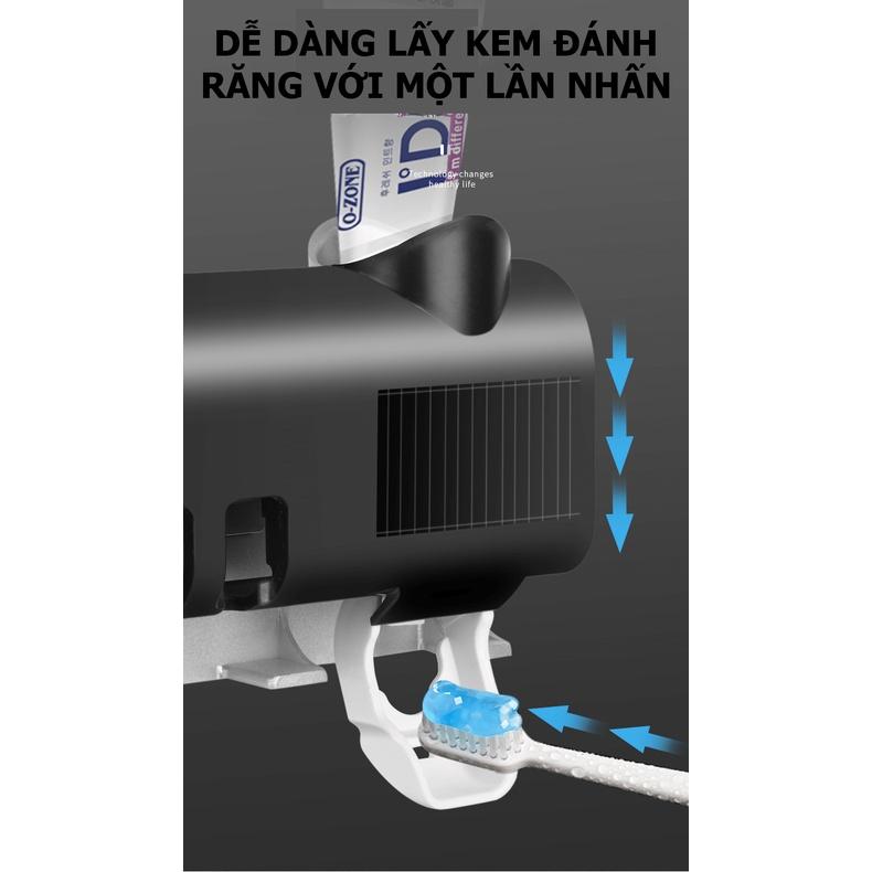 Giá treo bàn chải khử trùng bằng tia cực tím kèm bộ nhả kem đánh răng tiện lợi - VL24