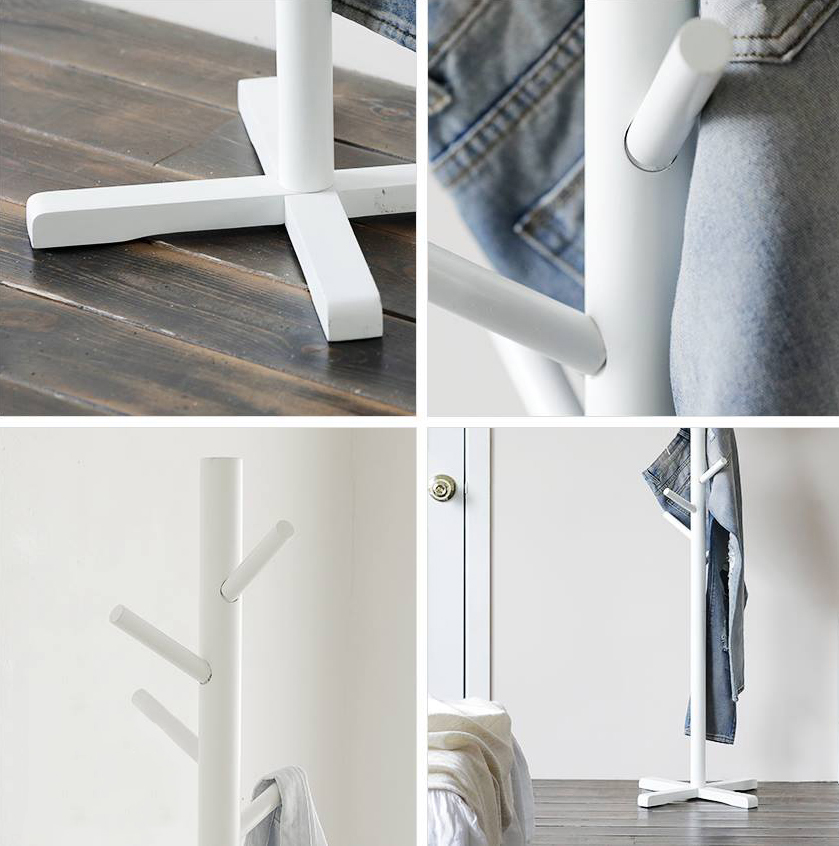 CÂY TREO QUẦN ÁO HÀN QUỐC GỖ LẮP RÁP- STANDING HANGER MÀU TRẮNG