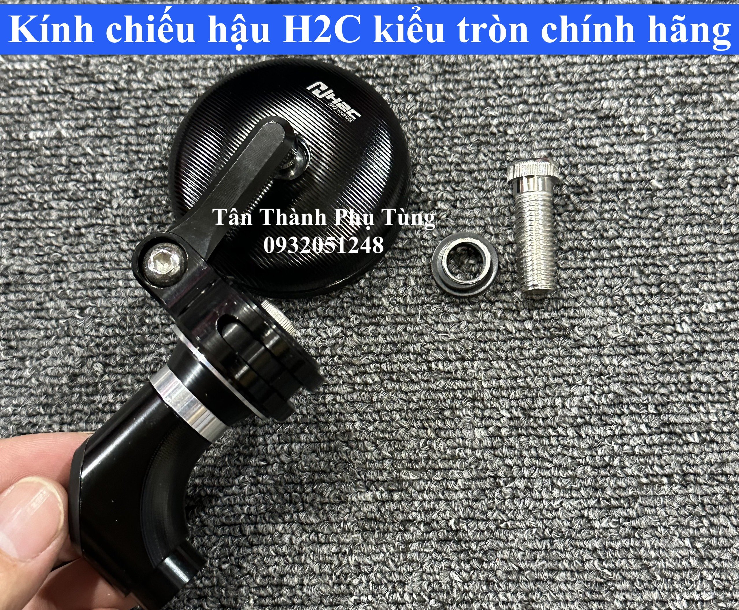 Kính chiếu hậu H2C kiểu tròn - màu đen dành cho xe máy