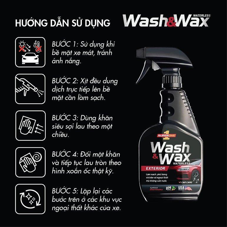 Dung Dịch Lau Xe Và Phủ Bóng Ngoại Thất Không Cần Nước Super One Waterless Wash And Wax - Exterior