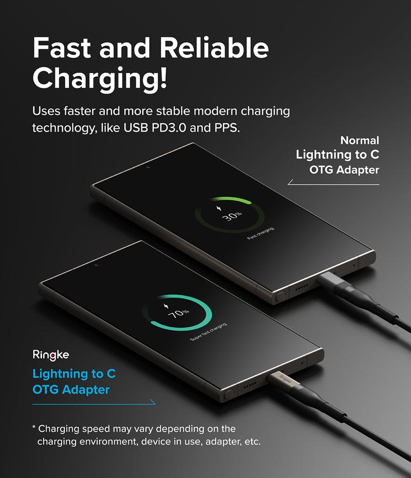 Bộ 2 đầu chuyển RINGKE LN to C OTG Adapter - Hàng Chính Hãng