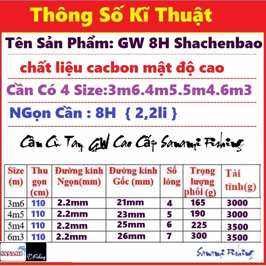 Cần Câu Tay GW 8H Chính Hãng Shachenbao - SANAMI FISHING