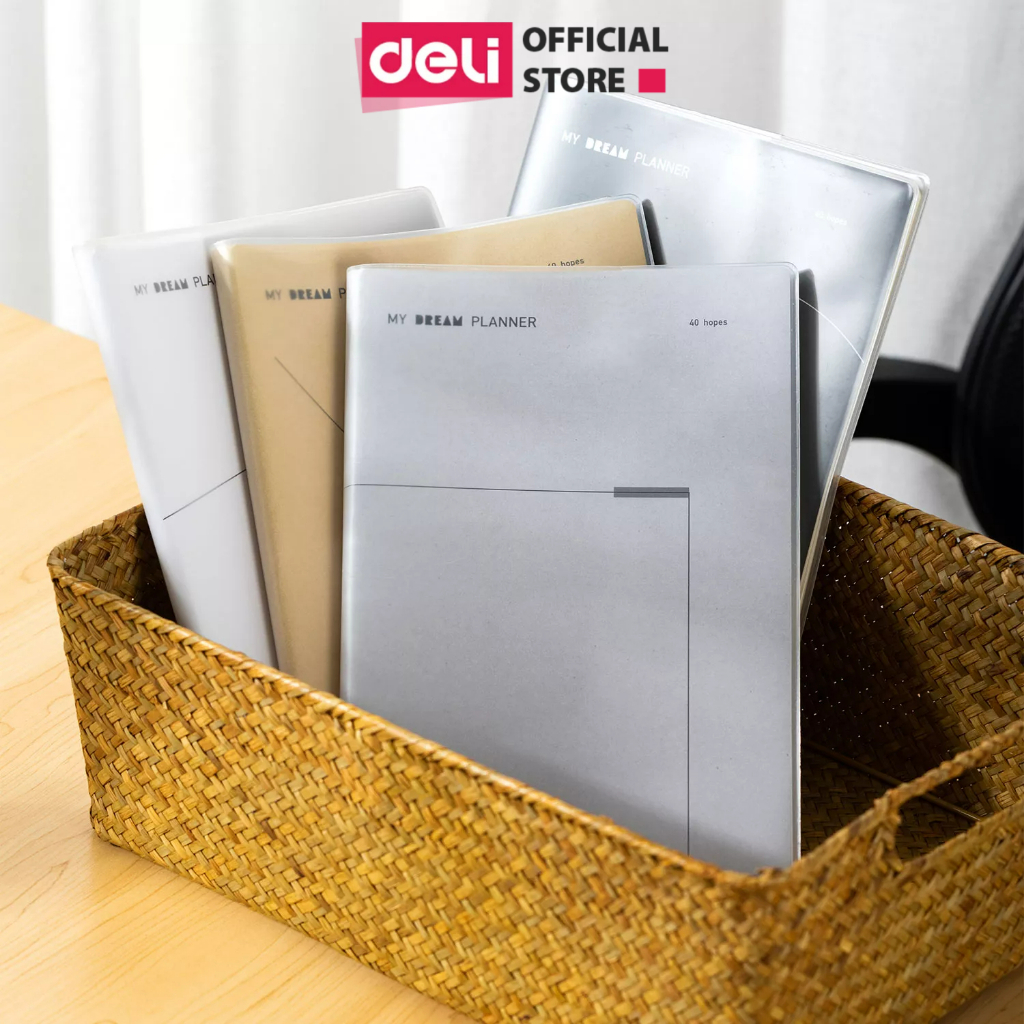 Sổ Tay Ghi Chép Bìa Nhựa Dreamer Deli - B5/B6 Kẻ Ngang 144/192 trang - Chống Nước, Chống Lóa Mắt - Học Sinh Văn Phòng