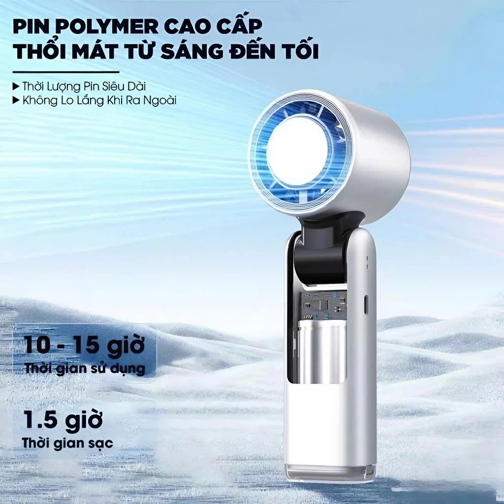 Quạt Cầm Tay Mini Sò Lạnh 6000mAh, Quạt Tích Điện Làm Mát Nhanh, Gấp Gọn, Nhiều Tốc Độ Gió, Tặng Dây Đeo - HÀNG CHÍNH HÃNG MINIIN