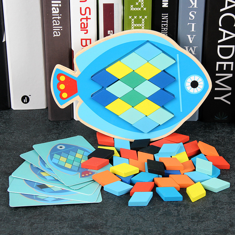 Đồ chơi gỗ xếp hình giúp trẻ nhận biết màu sắc - Shape Animals Mosaic