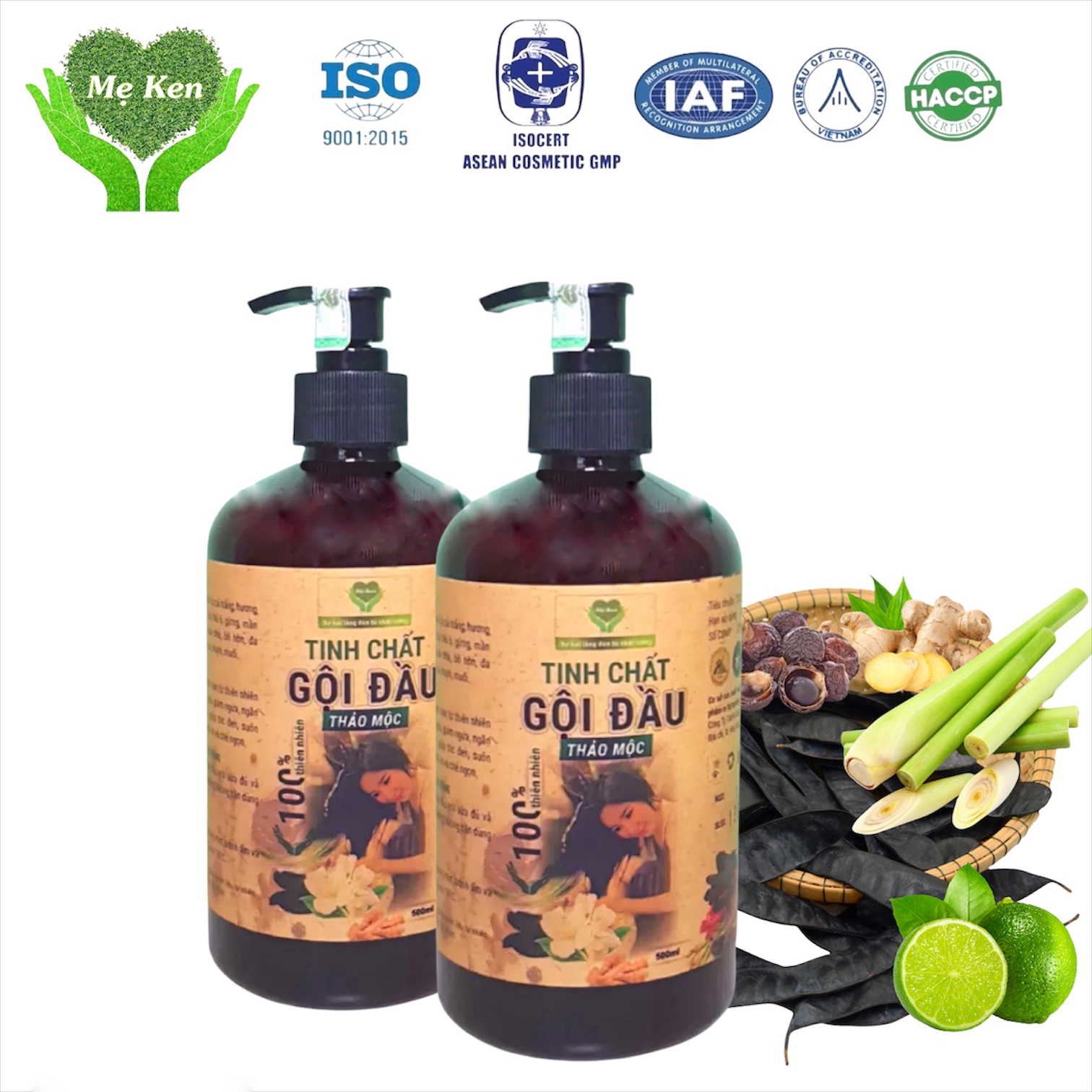 Combo hai chai dầu gội thảo mộc Mẹ Ken-Mỗi chai 500ml