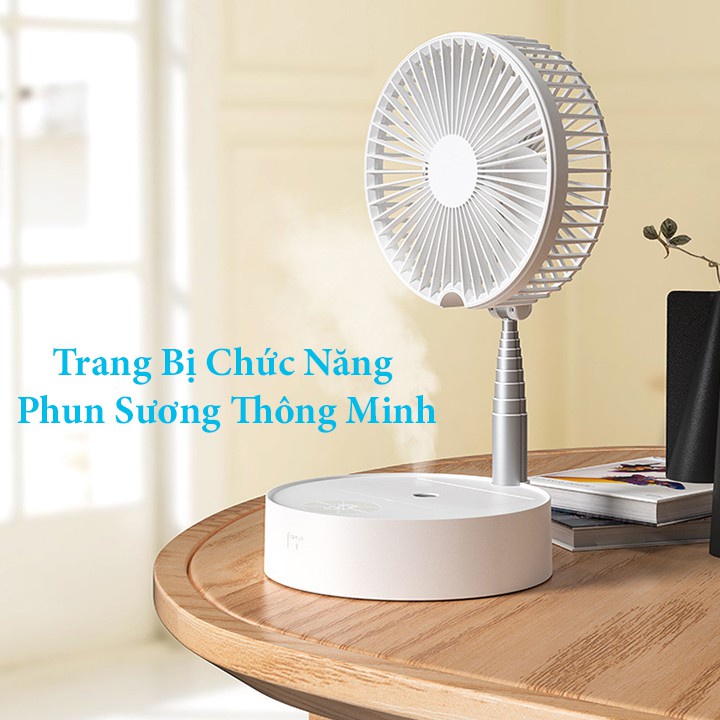 Quạt Hơi Nước, Phun Sương Làm Mát, Quạt Điều Hòa Không Khí SeaSy SS80, 3 Chế Độ Làm Mát, Pin 7200mAh, Tích Hợp Đèn Led, Dễ Dàng Gấp Gọn Hoặc Kéo Dài, Vừa Quạt Vừa Phun Sương Liên Tục, Không Gây Tiếng Ồn – Hàng Chính Hãng