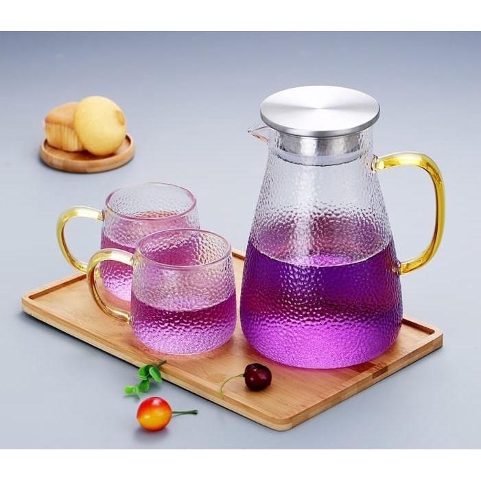 BÌNH ĐỰNG NƯỚC UỐNG THỦY TINH VÂN SẦN DÁNG THÁP CÓ THỂ ĐUN TRÊN BẾP HỒNG NGOẠI 1800ML