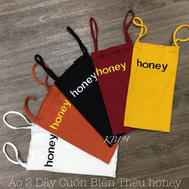 Áo 2 Dây Cuốn Biên Thêu honey - Form Croptop