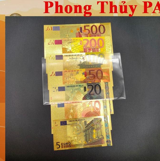 Full Bộ 7 tờ EURO từ 5 - 500 may mắn, phong thuỷ, chất liệu plastic, tặng kèm bao lì xì, Lì Xì Tết - NELI