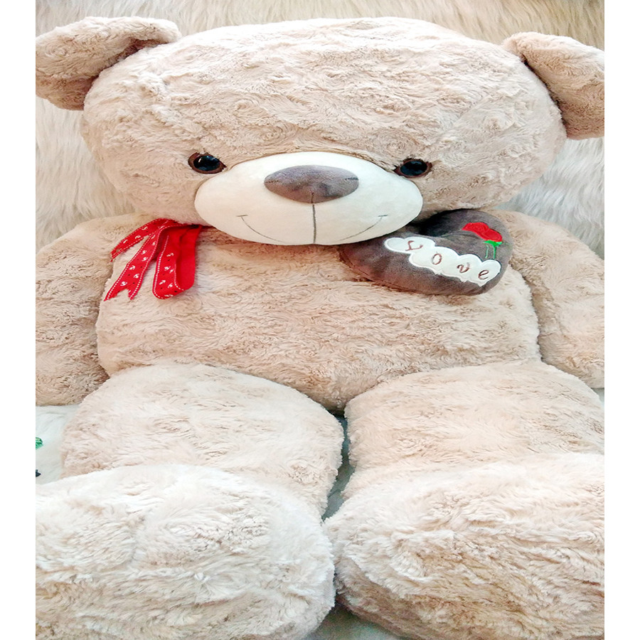 Gấu Bông TEDDY XOẮN HOA HỒNG NGỰC TIM LOVE THẮT NƠ