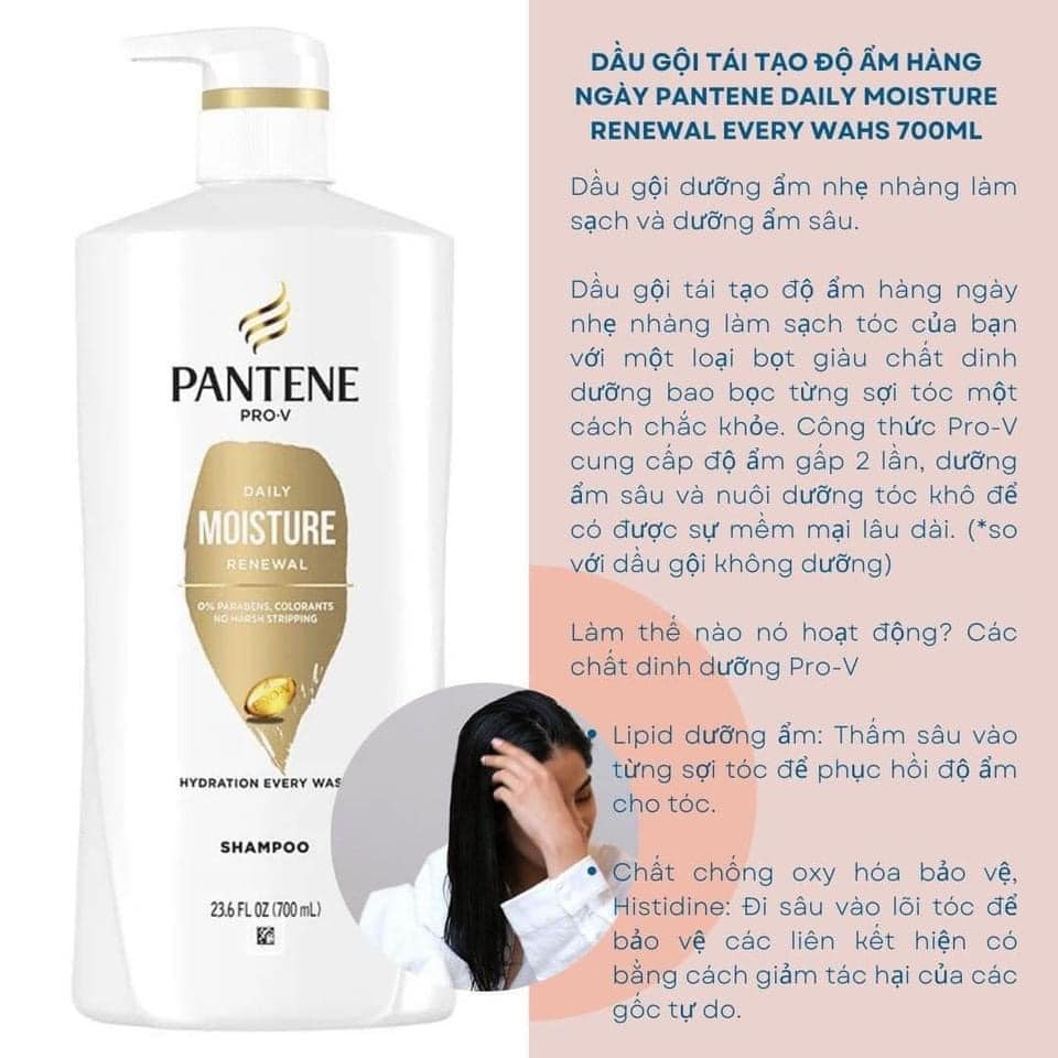Dầu Gội Dưỡng Ẩm Pantene Shampoo Moisture Renewal 700ml