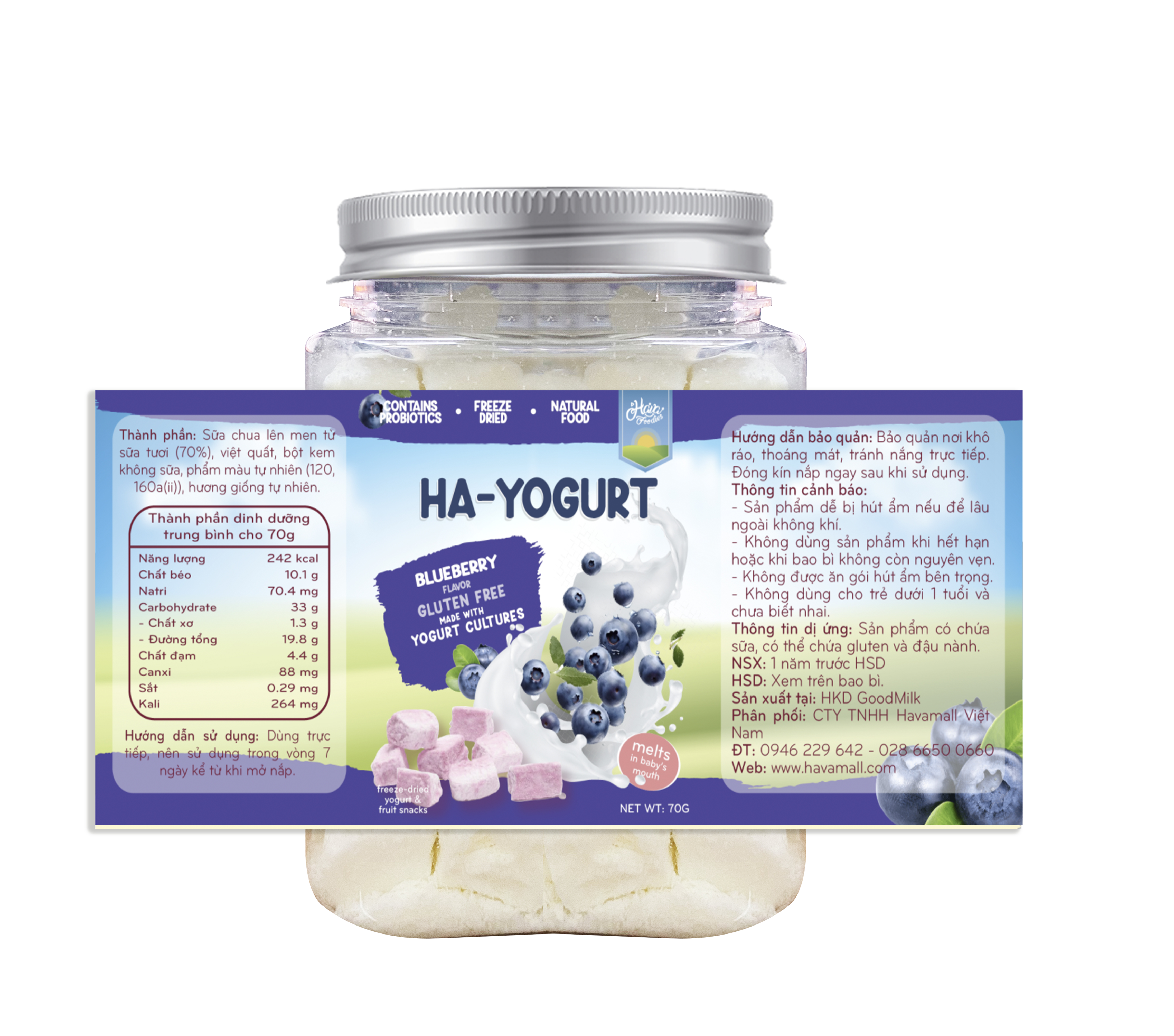 Sữa Chua Sấy Giòn Havafoodies Hủ 70g – Freeze Dried Yogurt