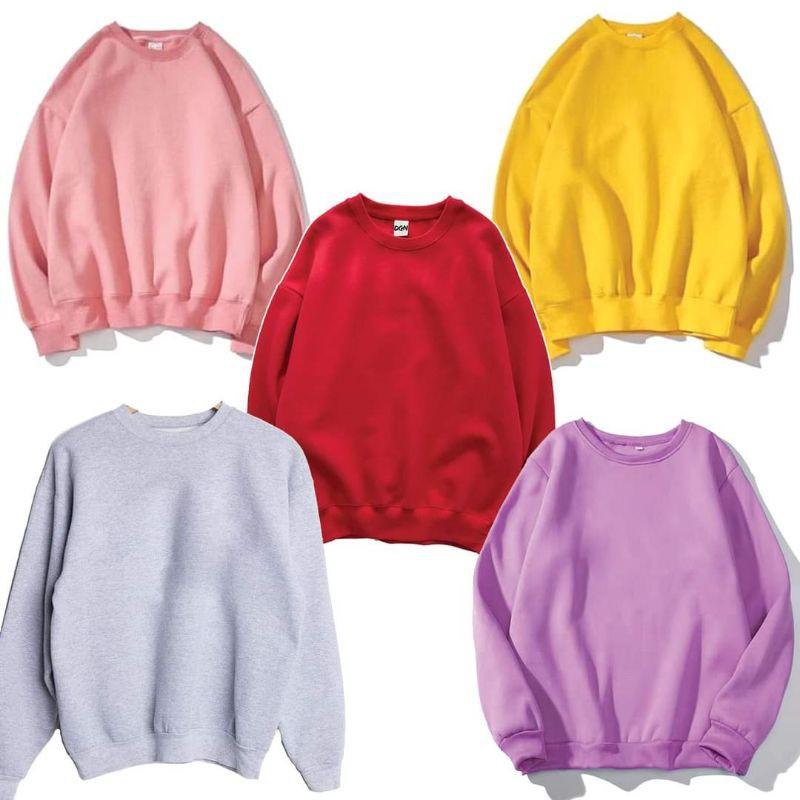 Áo nỉ trơn sweater, áo đôi thu đông dài tay nhiều màu sắc