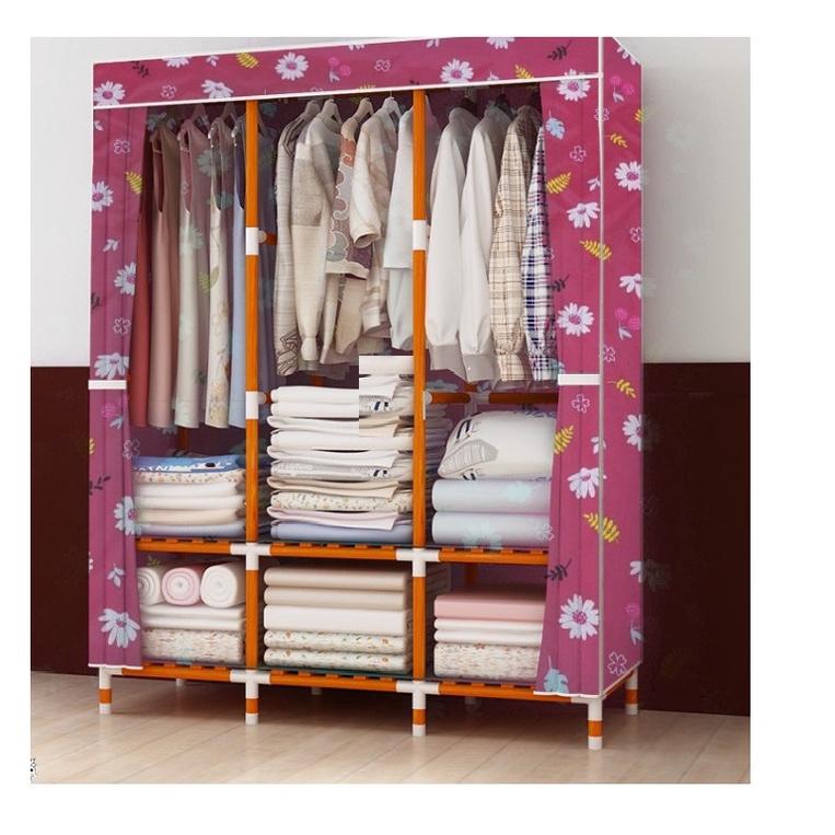 Tủ vải khung Gỗ 3 buồng 170*130*45