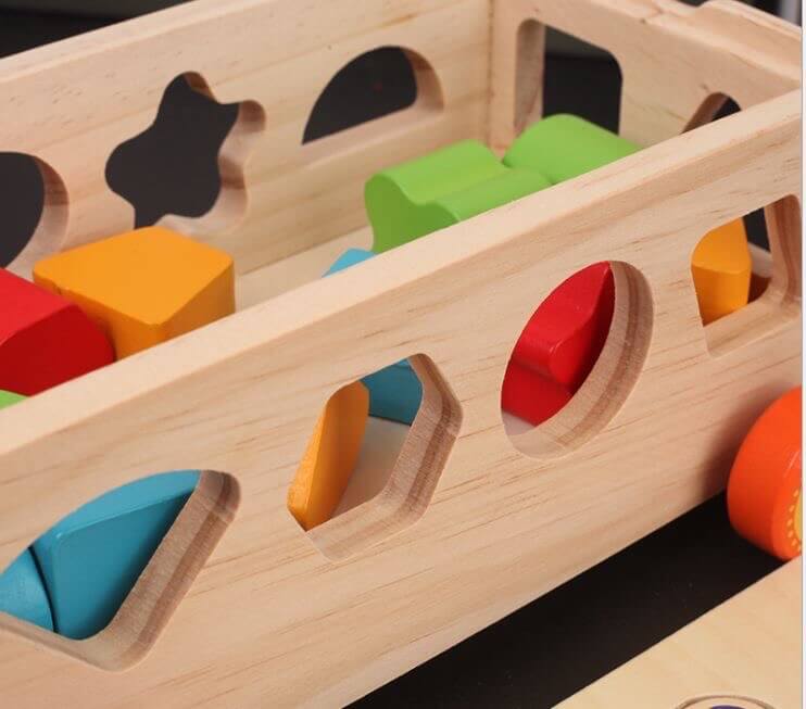 Đồ Chơi gỗ Xe Kéo Thả Hình Và Số Giúp Bé Học Hình Khối Màu Sắc Và Số Đếm